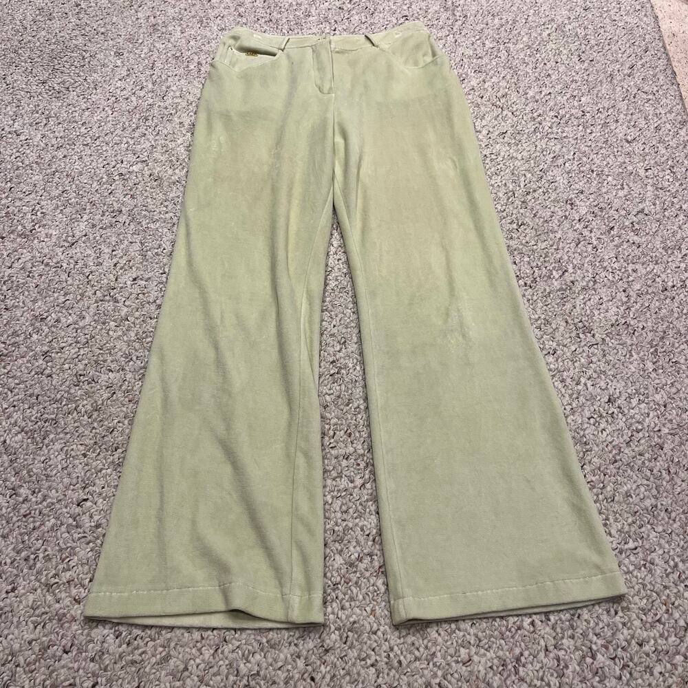 St John Sport Velour Track Pants Womens 4 Green Athleisure Loungewear Casual